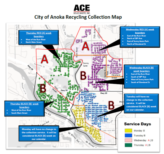 Anoka Recycling Service Zones